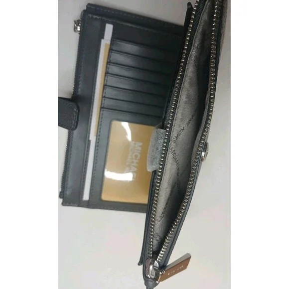 Michael Kors Jet Set Travel Continental Leather Wristlet Wallet Slate Gray NWT - Picture 11 of 16